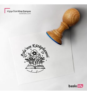 Çiçek Kişiye Özel Kitap Damgası Kitap Mührü Kaşe Kitap Mühür Özel Damga 390