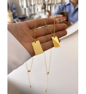 ÇELİK KİŞİYE ÖZEL TASARIM KOLYE İSİM VEYA RESİM BASKISI YAPILIR (Gold)