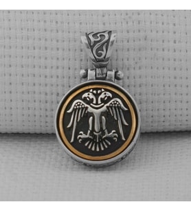 Çift Başlı Selçuklu Kartalı Ortası Dönen 925 Ayar Gümüş Kolye Ucu