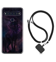TCL 10L 10 Plus 10SE 20E 20SE 30 L7 Kılıf Boyun Askılı Silikon Black Purple Wolf 1791