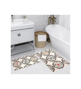 Rovigo Home Dijital Baskılı 2'li Banyo paspas Takımı RVG5163 (Bej)