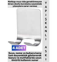 #Askı Montaj Gerektirmeyen Kendinden Yapışkanlı İz Bırakmaz Suya Neme Dayanıklı Mutfak Banyo Tıraş B