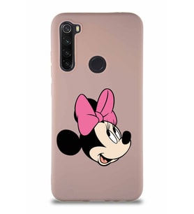 Xiaomi Redmi Note 8 Soft Premier Kapak Minnie Mouse-A Tasarımlı Silikon Kılıf - Pudra (Şeffaf)