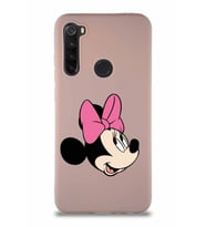 Xiaomi Redmi Note 8 Soft Premier Kapak Minnie Mouse-A Tasarımlı Silikon Kılıf - Pudra (Şeffaf)