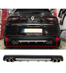 Renault Megane 4 HB Gri Difüzör Çiftli Yuvarlak Egzoz Görünümlü D Tip Difizör