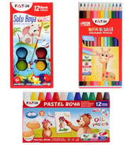Fatih 3lü Boyama Seti Kuru Boya Sulu Boya Pastel Boya