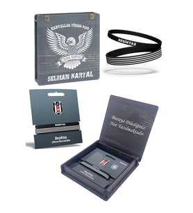 Beşiktaş Orijinal 2'li Silikon Bileklik İsme Özel Hediyelik Ahşap Kutulu (Siyah - Beyaz)