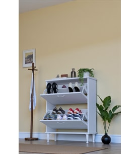 Eliusta Antrex 72 cm Beyaz 2 Düşer Kapaklı Ayakkabılık 72x90x26 cm  Ayaklı 4 Bölmeli Ayakkabılık