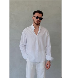 Erkek Keten Fresh Oversıze Gömlek