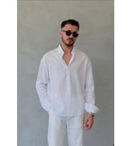 Erkek Keten Fresh Oversıze Gömlek