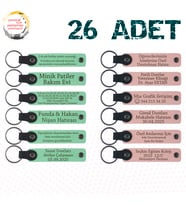 Yeşil & Yavru Ağzı, Müzik Kursu Katılımcılarına Hatıra 26’lı Set, İsim Yazılabilen Deri Anahtarlık
