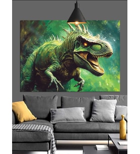 Kızgın T-Rex Dinozor Figürü Dekoratif Kanvas - Mdf Ahşap Tablo