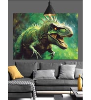 Kızgın T-Rex Dinozor Figürü Dekoratif Kanvas - Mdf Ahşap Tablo