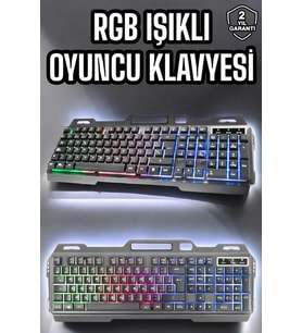 Led LED'li Oyuncu Klavye Usb Girişli RGB LED'li Q Klavye Mouse Hediyeli