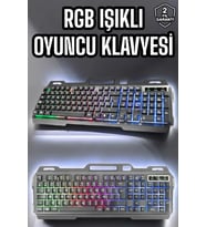 Led LED'li Oyuncu Klavye Usb Girişli RGB LED'li Q Klavye Mouse Hediyeli