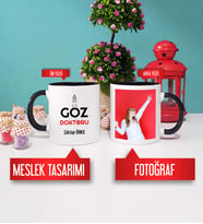 Göz Doktoru Kupa Bardak Siyah Fotoğraflı