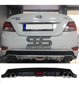 Hyundai Accent Blue Difüzör Arka Tampon Eki 4 Egzoz Çıkışlı Siyah Tip
