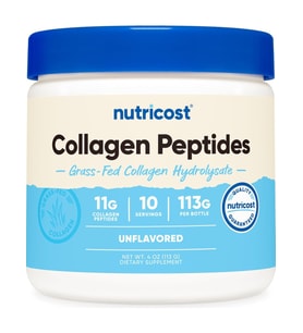 Nutricost Grass-Fed Collagen(Kolajen) Powder 4 Oz (Unflavored) - Gluten Free  Non-Gmo