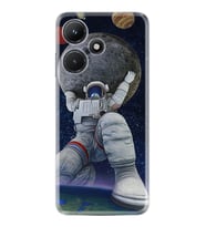 Infınix Hot 30i Kılıf Silikon Desen Özel Seri Astronot ve Dünya 1759