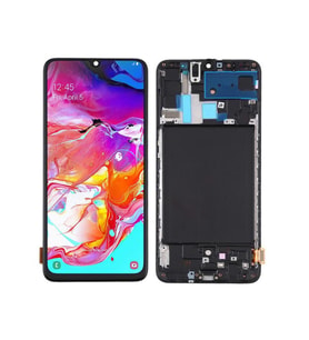 Samsung Galaxy A70 A705F ile Uyumlu Oled Ekran Dokunmatik Çıtalı Tam Ekran (Siyah)