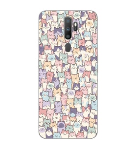 Oppo A5 2020 / A9 2020 Uyumlu Sevimli Kediler Desenli Şeffaf Telefon Kılıfı