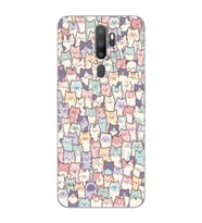 Oppo A5 2020 / A9 2020 Uyumlu Sevimli Kediler Desenli Şeffaf Telefon Kılıfı