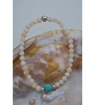 STONEAGE JEWELLERY Sedef ve Turkuaz Doğal Taşlı Spor Bileklik (Altın / Dore)