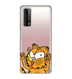 Huawei P Smart 2021 Uyumlu Garfield Desenli Şeffaf Telefon Kılıfı