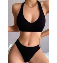 Kadın Siyah Seamless Tanga Sütyen Takım