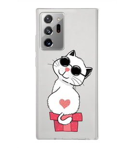 Samsung Galaxy Note 20 Ultra Kapak Cool Cat Tasarımlı Şeffaf Silikon Kılıf