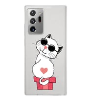 Samsung Galaxy Note 20 Ultra Kapak Cool Cat Tasarımlı Şeffaf Silikon Kılıf