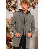 PLT8401 DEWBERRY ERKEK PALTO-AÇIK DİAGONAL GRİ