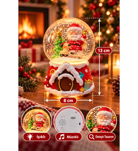 Işıklı Müzikli Noel Baba Kar Küresi 13 cm Yılbaşı 2027 Yeni Yıl Hediyesi Dekoratif Biblo