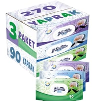 Familia Islak Havlu Mendil 90 Yaprak Karma 3 Lü Set (Lavanta-Mineral-Yeşilin Tazeliği) 270 Yaprak