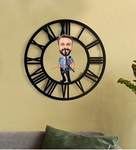 Kişiye Özel Polis Karikatür 3D Ahşap Mdf Duvar Saati 119