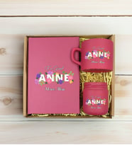 BK Gift Kişiye Özel İsimli DTF Anne Temalı Leylak Defter & Kahve Fincanı & Mum Hediye Seti-3, Anneye Hediye, Anneler Günü Hediyesi