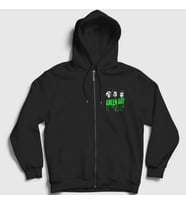 Presmono Unisex Siyah Uno Green Day Fermuarlı Kapüşonlu Sweatshirt 55956tt