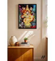 Dragon Ball Goku ve Vegeta Poster, Siyah Çerçeveli Duvar Tablosu - Anime Severlere