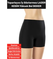 Özel Üretim İz İç Göstermez Kaymaz Sıkılaştırıcı Şekillendirici LAZER KESİM Yüksek Bel Boxer Korse (Siyah)