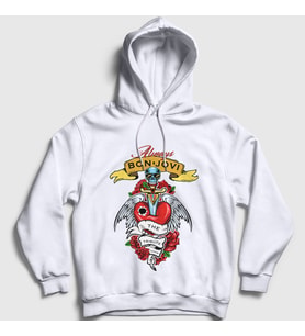 Presmono Unisex Beyaz Always Bon Jovi Kapüşonlu Sweatshirt 20075tt