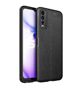 Vivo Y20 Kılıf Esnek Pu-Deri Leather-Pu Serisi Protected Case (Siyah)
