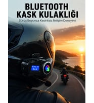 LCD Ekranlı Bluetooth Kask Kulaklığı FM Radyo ve SD Kart Girişli