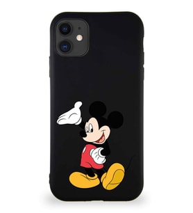 Apple iPhone 11 Soft Premier Kapak Mickey Mouse-C Tasarımlı Silikon Kılıf - Siyah (Şeffaf)