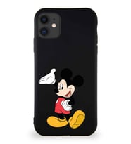 Apple iPhone 11 Soft Premier Kapak Mickey Mouse-C Tasarımlı Silikon Kılıf - Siyah (Şeffaf)