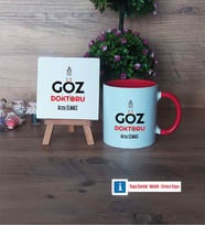 Göz Doktoru Dekoratif Taş, Kupa Bardak Kırmızı Hediye (Model 1)