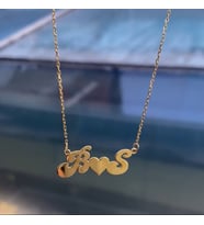Kişiye Özel 925 Ayar Gümüş Zarif Çift Harf Kolye (Gold) Sevgiliye Hediye