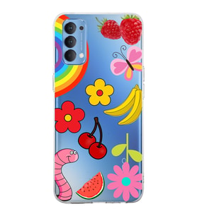 PrintiFy Oppo Reno 4  ile Uyumlu 1mm Slim Fit Water Color 5 Baskılı Şeffaf  Kılıf