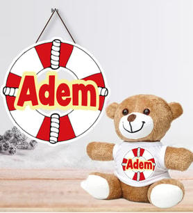 Kişiye Özel Bebek Kapı Süsü ve Peluş Ayıcık Seti – Baby Shower / Hastane Odası