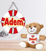 Kişiye Özel Bebek Kapı Süsü ve Peluş Ayıcık Seti – Baby Shower / Hastane Odası