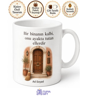 Kapıcıya Hediye Kişiye Özel Baskılı Kupa Bardak Apartman Görevlisi Hediye